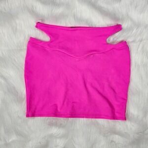 Club‎ Exx hot pink cut-out mini skirt with clasp side details